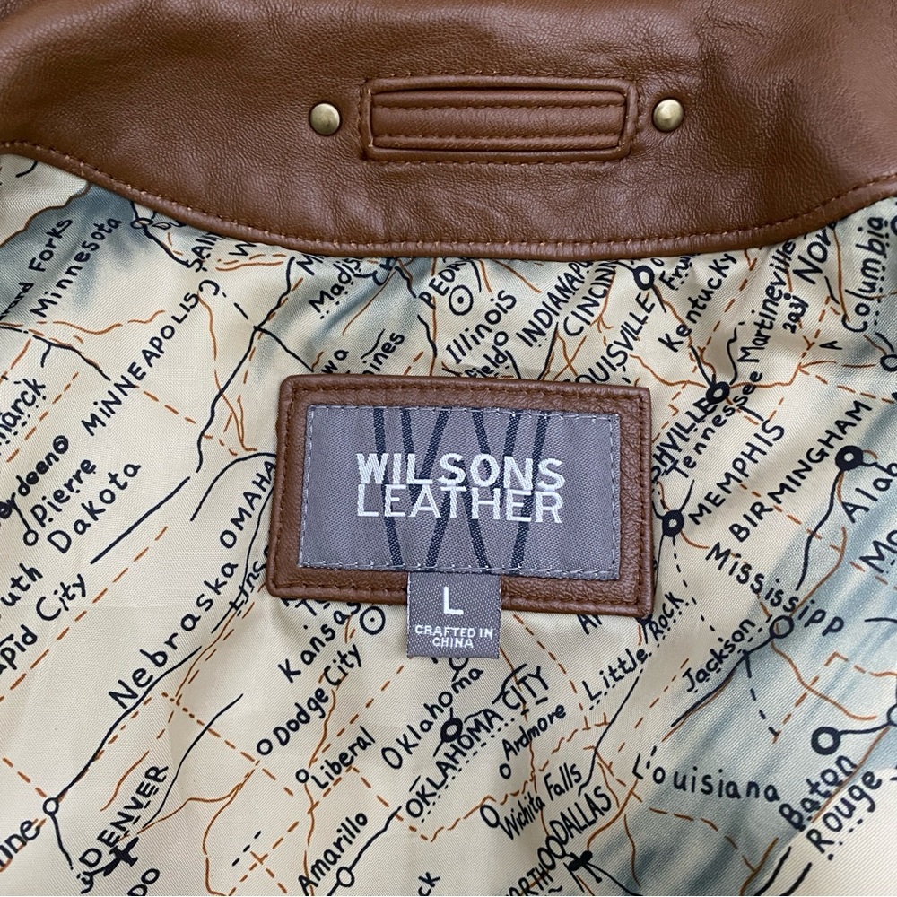 Wilsons Leather Men's Brown Leather Bomber Jacket - Picture 7 of 12